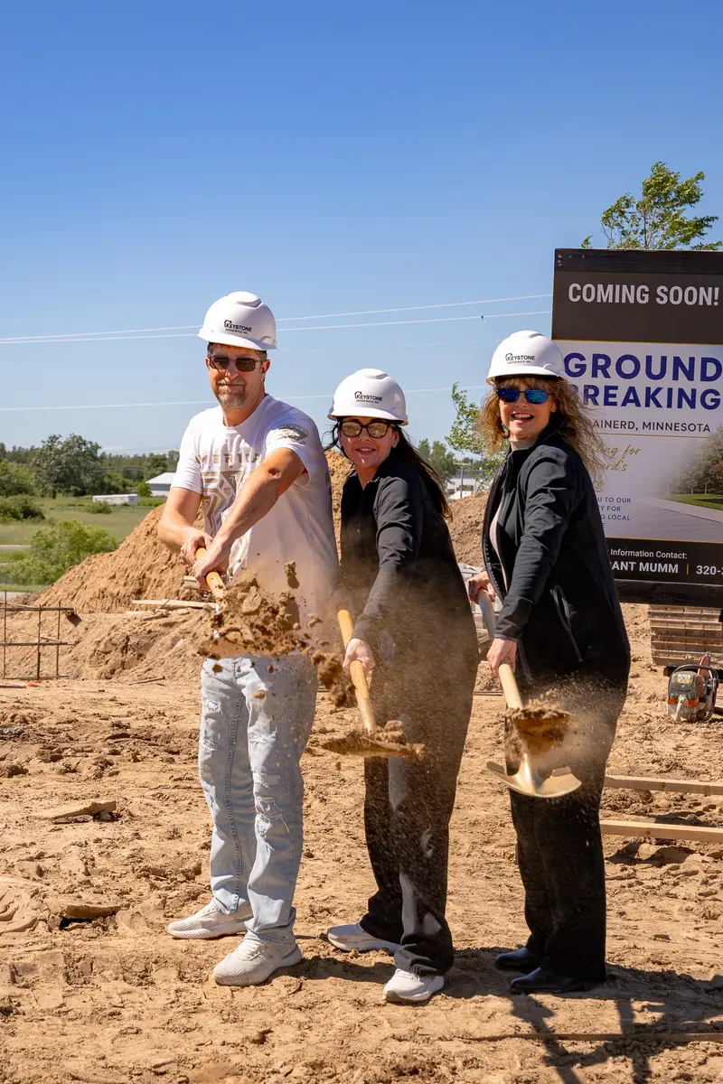 First shovels of dirt at the Central MN Dermatology groundbreaking