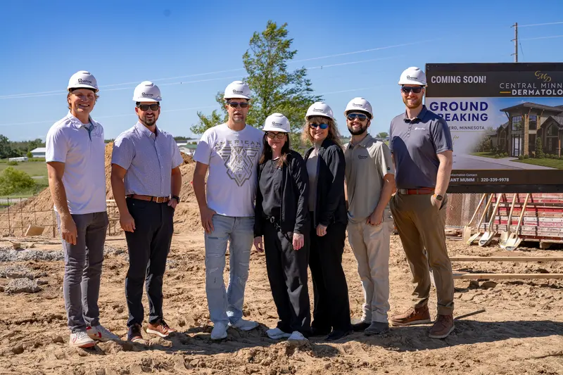 Keystone and Central MN Dermatology at the groundbreaking sign