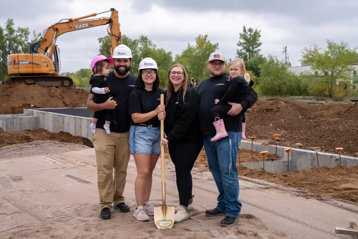 Guests with shovels at the Core 4 groundbreaking